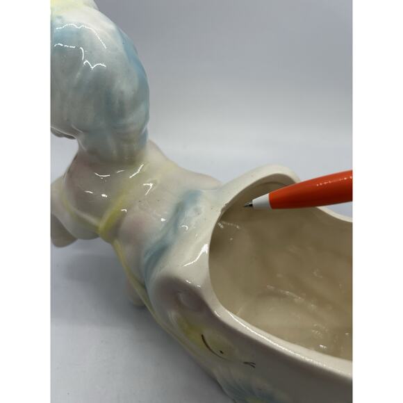 Vtg 50’s Pony Horse And Carriage Ceramic Planter Pink Blue Pastel Nursery Decor - Picture 10 of 10